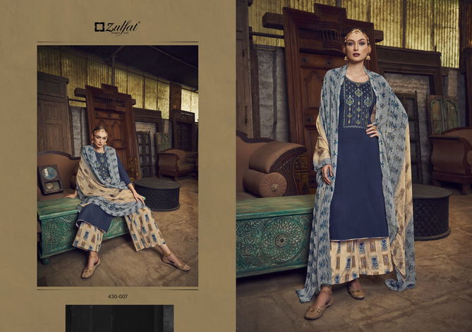 Zulfat Manohari Fancy Designer Wear Wholesale Cotton Dress Material Catalog